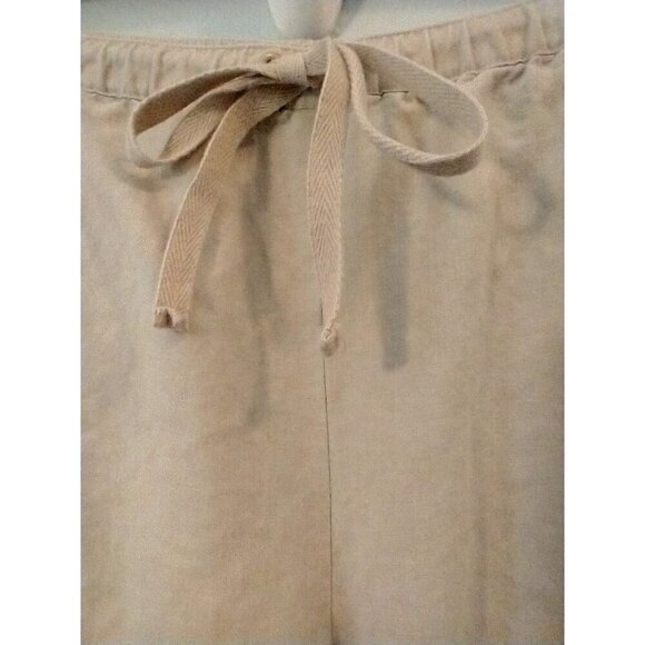 New York & Co Women's Wide-Leg Linen Blend Pants Beige Drawstring Relaxed - XL - Picture 3 of 8